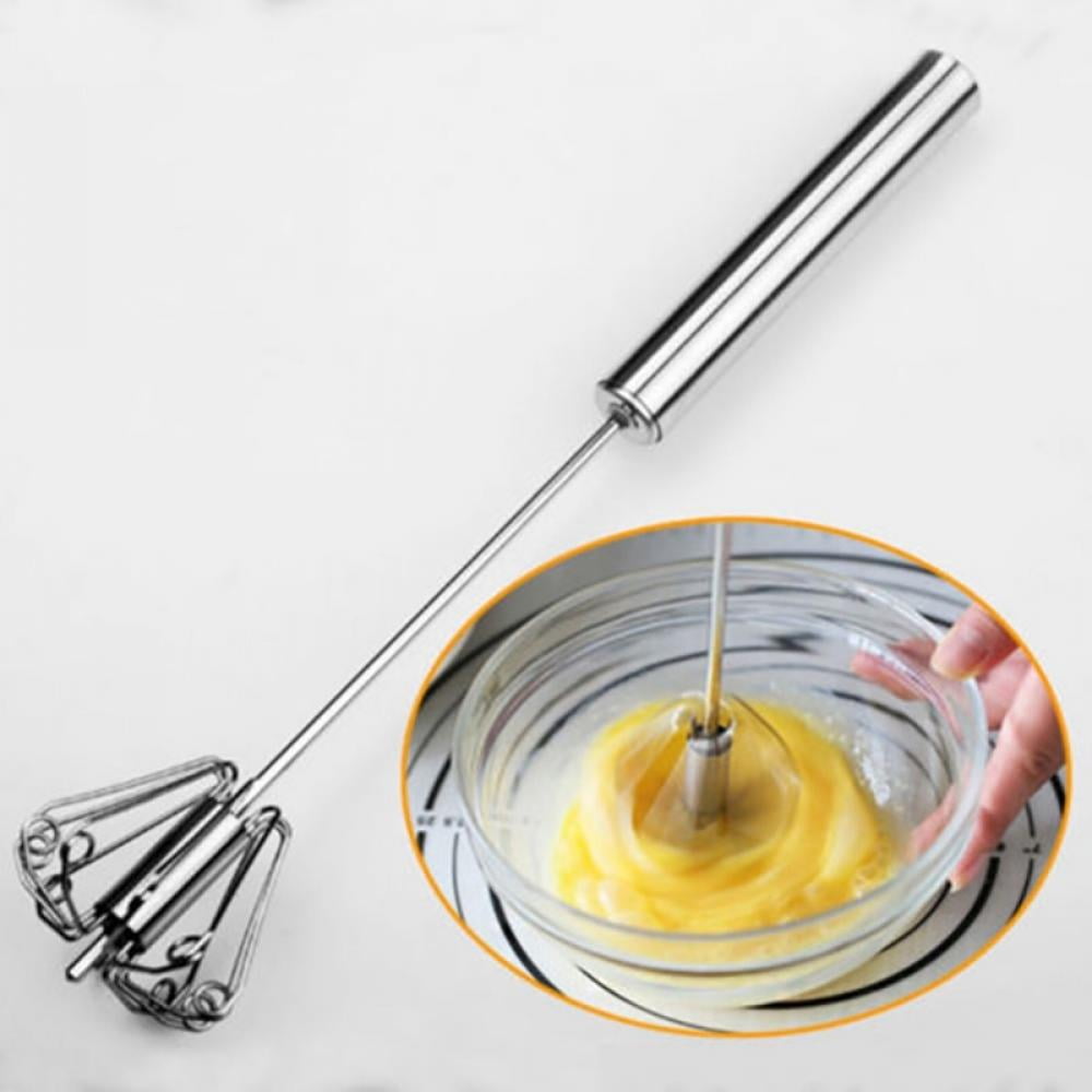 1pc 10-inch Household Egg Whisk Stainless Steel Rotating Manual Cream  Whipper Semi-automatic Kitchen Hand Mixer