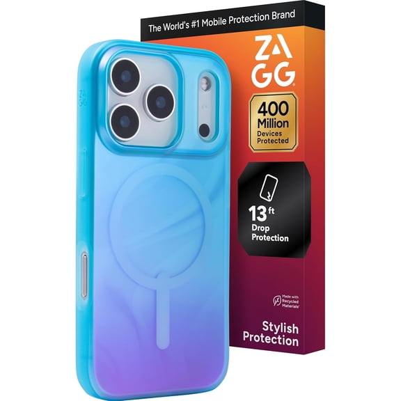 ZAGG Milan Snap Case for iPhone 17 Pro - Deep Aurora Graphene Strengthened Phone Case with Drop Protection (13ft/4m) Textured Edges & Sparkle Design MagSafe Charging Compatible