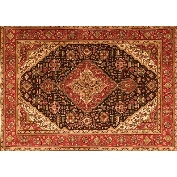 Ahgly Company Indoor Rectangle Medallion Orange Traditional Area Rugs, 2' x 4'