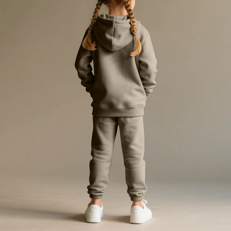 LNWUY Girls Piece Outfits Tracksuit Drop Shoulder Hoodie Half