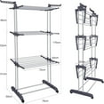 thumbnail image 5 of Clothes Drying Rack Folding Drying Rack Clothing 4 Tier Clothes Horses Rack Stainless Steel Laundry Drying Rack with Two Side Wings Grey, 5 of 6