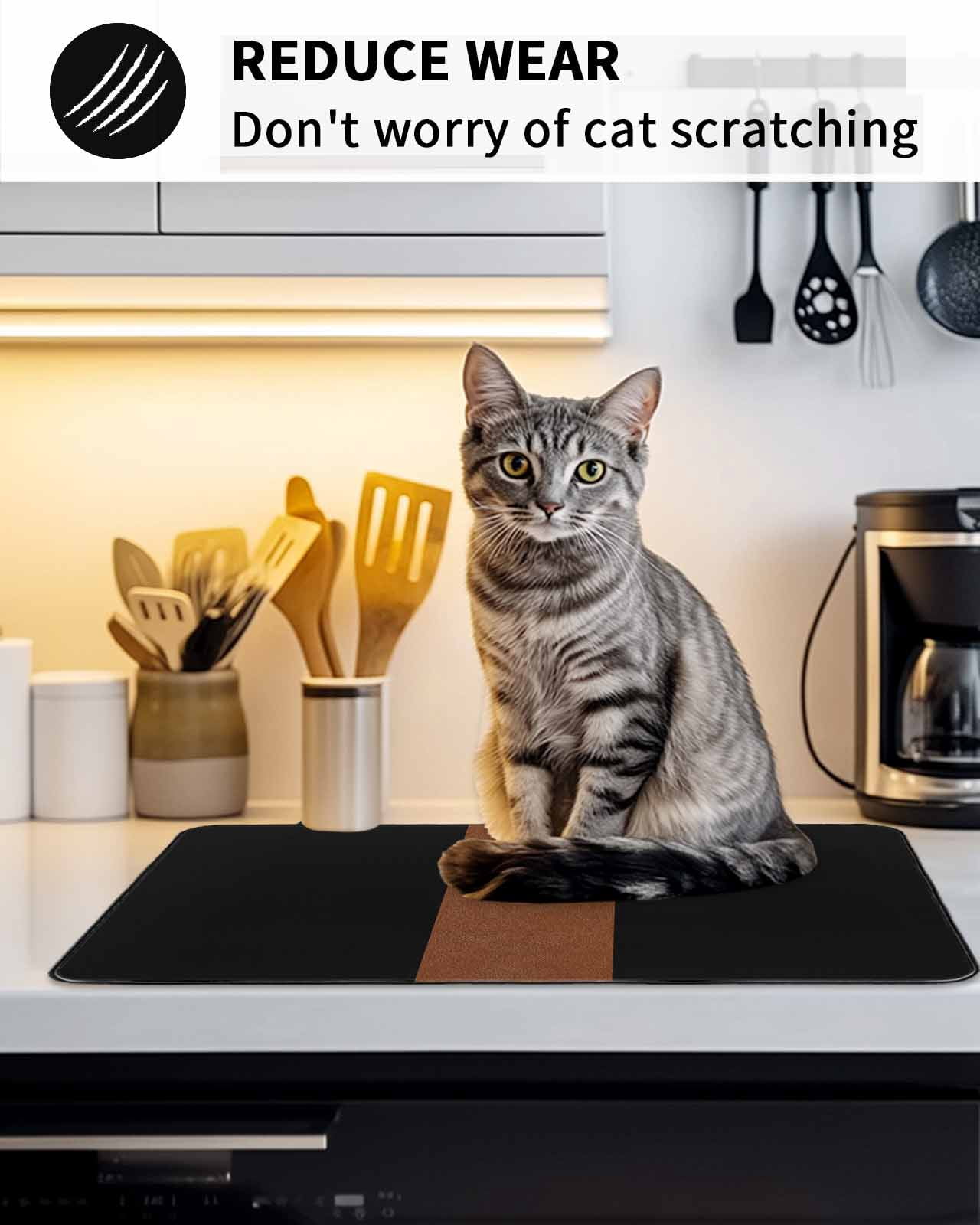 Stove Top Covers for Electric Stove, Black Brown Glass Stovetop Cover Protector, Contemporary Boho Modern Art Induction Cooktop Protector Oven Mat for Kitchen Countertop 24"x21"