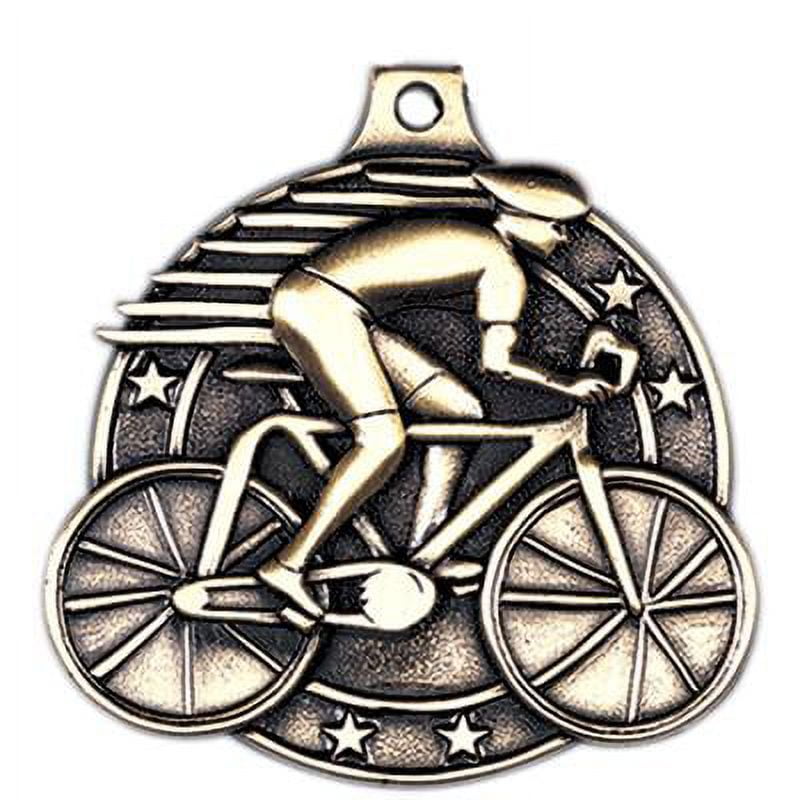 Cycling Medals, 2" Gold Diecast Cycling Medal Award 100 Pack