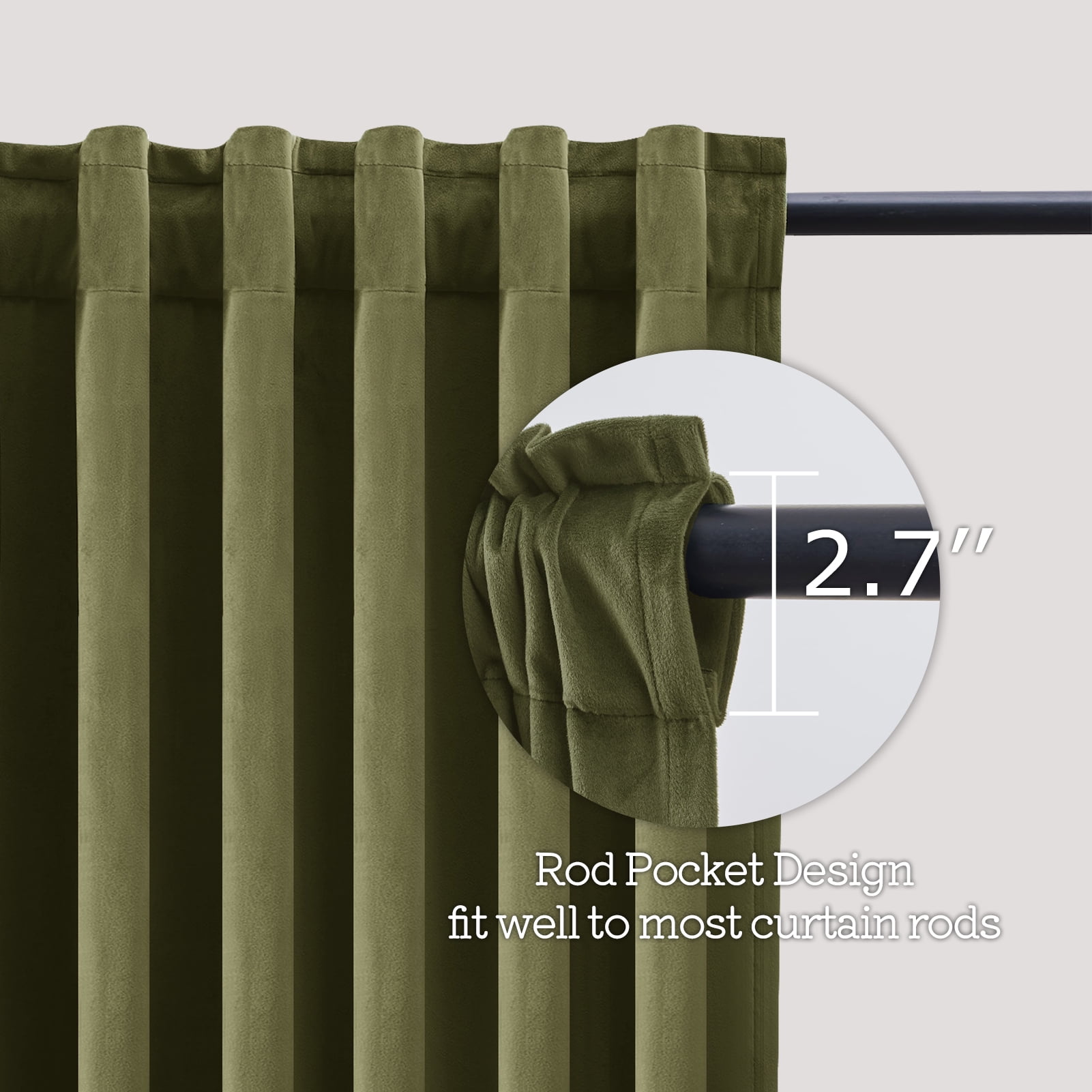 Top Finel Blackout Luxury Velvet Curtain, 84 inches Long Rod Pocket Back Thermal Insulated Noise Reduce Curtains for Living Room Bedroom,Set of 2