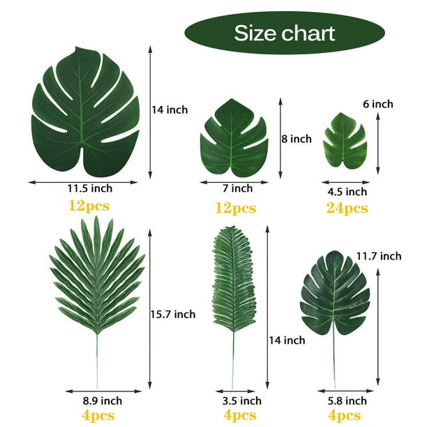 Palma Artificiales Plantas Tropicales Tallos De Imitación Decoraciones De Fiesta Hawaiana Selva Playa Tema Mesa Hogar Boda Cumpleaños Decoración 60 Piezas 6 Tipos Monstera Hojas Noticed HA021801-00
