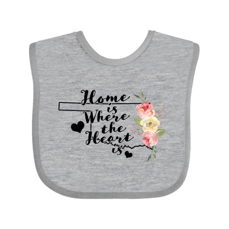 

Inktastic Oklahoma Home is Where the Heart is with Watercolor Floral Gift Baby Boy or Baby Girl Bib