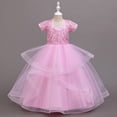 thumbnail image 3 of Girls Long Princess Dresses Gown Sleeveless Halter Strap Lace Princess Dresses with Cardigan Top 2Pcs/Set Party Ball Tulle Pageant Gowns for Evening, Wedding, Birthday,Size 4-14T, 3 of 5