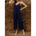 thumbnail image 3 of Dokotoo Women's Blue Jumpsuits Loose Sleeveless Adjustable Strap Long Romper with Side Pockets Size Large US 12-14, 3 of 7