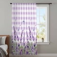 thumbnail image 4 of Spring Lavender Floral Sheer Curtains 54 Inches Long, Flowers Butterfly Purple Plaid Light Filering Curtains, Breathable Simi Curtain Privacy Drapes for Kitchen Bathroom Nursery Window Treatment, 4 of 9