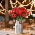 thumbnail image 3 of Morttic 2 Pcs Artificial Geraniums Outdoor Silk Flowers Rose Red Artificial Geranium Bush Faux Flowers Red Geraniums for Floral Home Decor Indoor Garden Patio Grave Cemetary Vase Table Centerpiece, 3 of 7