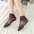 thumbnail image 5 of Leaveforme Women Rose Lace Socks Thin Transparent Elastic Mesh Stockings Breathable Anklet, 5 of 8
