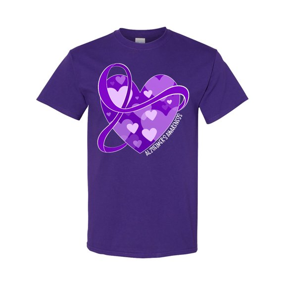 Inktastic Alzheimers Awareness Purple Ribbon Around Heart T-Shirt