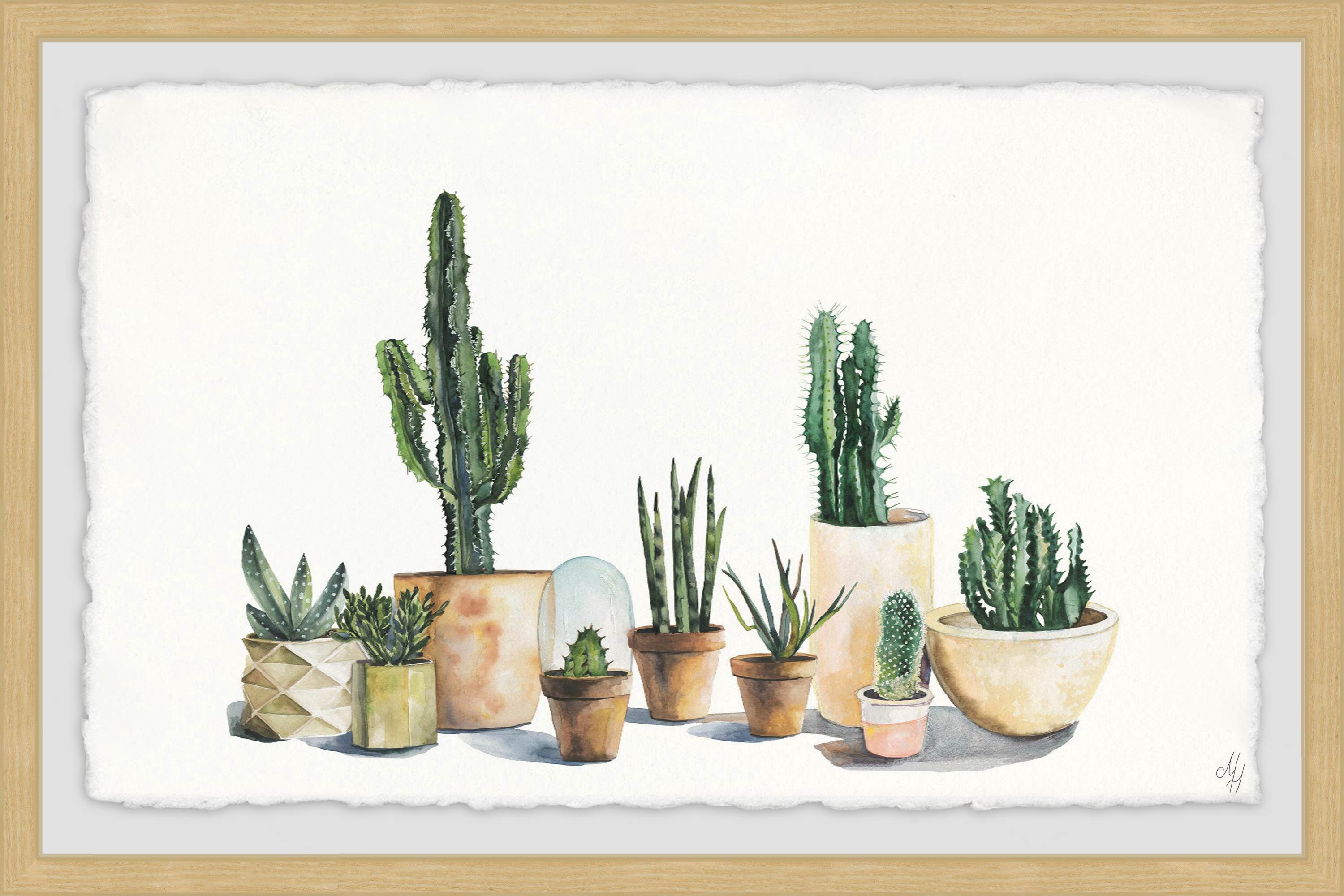 Cacti Forest Framed Painting Art Print, 12.00" x 1.50"
