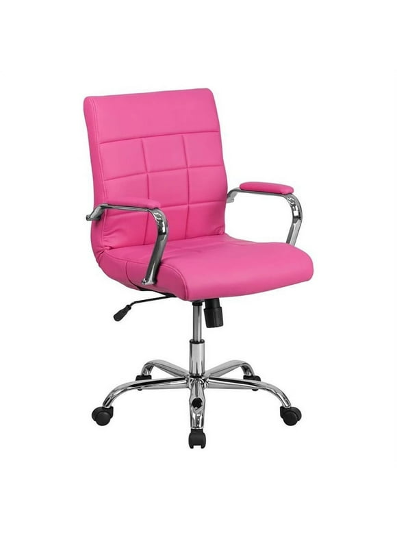 Scranton & Co Contemporary Vinyl Mid Back Swivel Office Chair in Pink