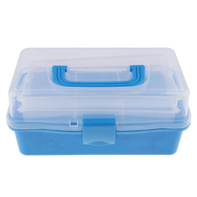 Caja de Herramientas de Utilidad de Plástico Piezas de Automóvil Cortacésped Jardín Decor Azul m
