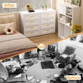 thumbnail image 3 of Metal White 4 Drawer Dresser for Bedroom, Tall Bedroom Dresser with Large Drawer & Golden Handles,Metal Storage Organizer Cabinet Chest of Drawer for Closet, 3 of 7