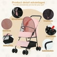 thumbnail image 5 of ZOOLIKE Pet Stroller for Cats and Dogs, 4-Wheeled Foldable Travel Carrier with Storage Basket, Pink, 5 of 7