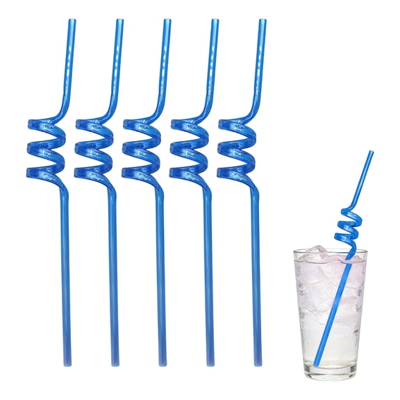 Reusable Spiral Straws Fun Curly Silly Drinking Straws for Party Favors Multi-Color Decorative Beverage Accessories for Tumblers Juice and Cocktails Dark Blue