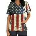 thumbnail image 3 of Gamivast Scrubs for Women American Flag Print V-Neck Short Sleeve Nursing Scrubs Breathable Quick-Dry Usa Scrub Shirts Trendy Fit Healthcare Uniform, 3 of 5
