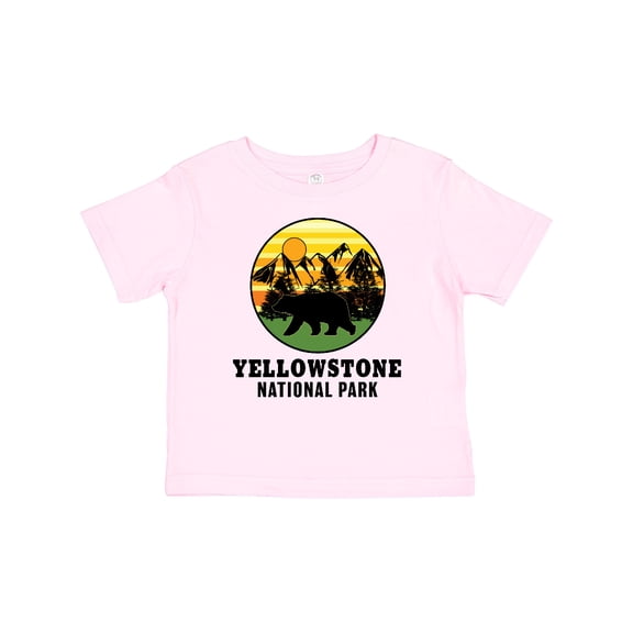 Inktastic Yellowstone National Park with Bear Mountains and Trees Cricle Boys or Girls Baby T-Shirt