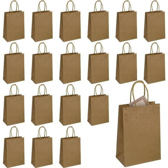 40pcs khaki love kraft paper tote bags, festival party gift packaging tote bags, can be used for shopping gifts, party work documents storage