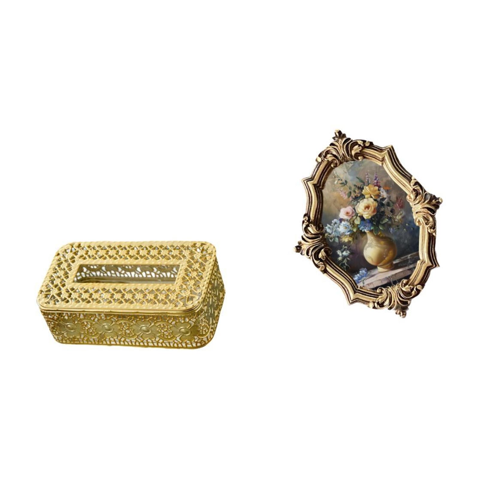 Fiocias Tissue Box Bathroom Toilet Paper Holder Tissue Paper Storage Holder Tissue Box Cover Facial Tissue Holder Photo Frame Resin Picture Frame Vintage Desi