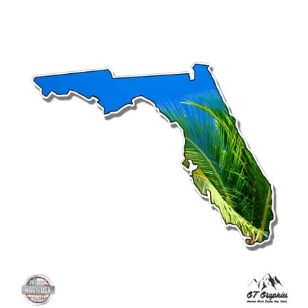 Florida Tropical Beach Palm Trees - 3" Vinyl Sticker - For Car Laptop I-Pad Phone Helmet Hard Hat - Waterproof Decal