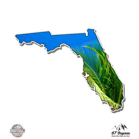 Florida Tropical Beach Palm Trees - 3" Vinyl Sticker - For Car Laptop I-Pad Phone Helmet Hard Hat - Waterproof Decal