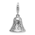 thumbnail image 3 of 925 Sterling Silver RH Polished Movable Bell With Lobster Clasp Charm Pendant; for Adults and Teens; for Women and Men, 3 of 3
