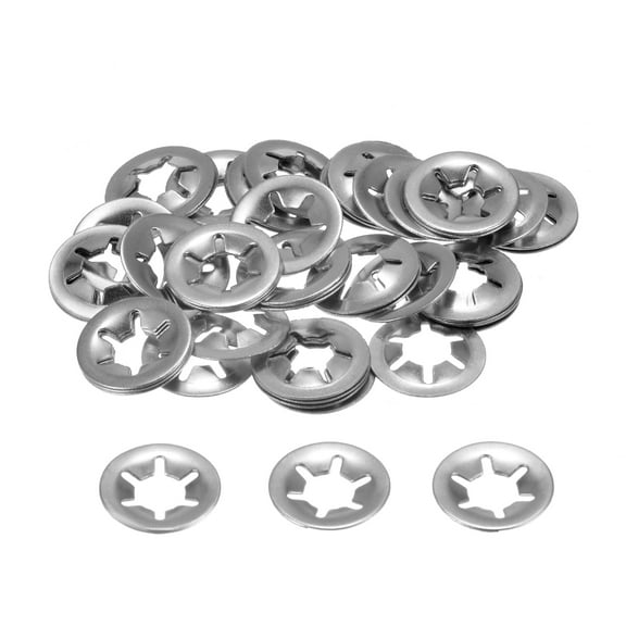 50 Packs Internal Tooth Starlock Push on Locking Washers, Stainless Steel Push Nut Washers, M8 x 18mm