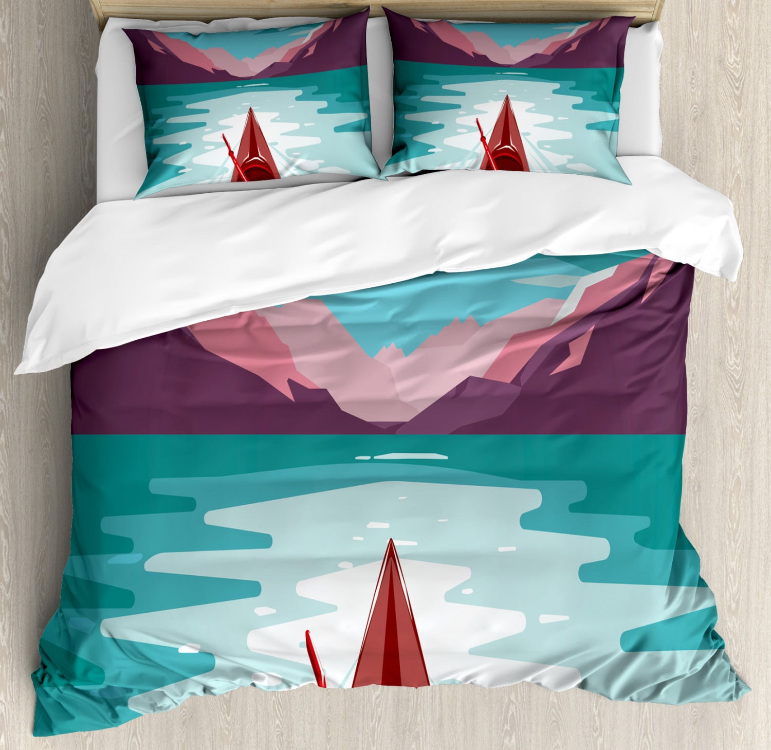 Tropical Duvet Cover Set King Size Kayak In The River Extreme