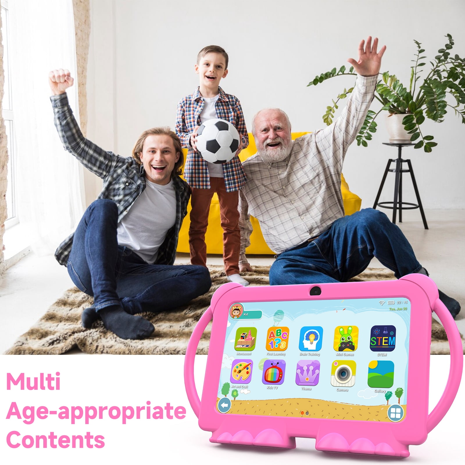 2024 Kids Tablet, Android 12 Tablet for Kids 7 inch, 4+32GB ROM(1TB Expand) Pink