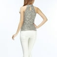 thumbnail image 4 of Women's Sequin Halter Tank Top Summer Luxurious Mock Neck Sleeveless Blouses Slim Fit Fashion Going Out Clothes Gray, 4 of 7