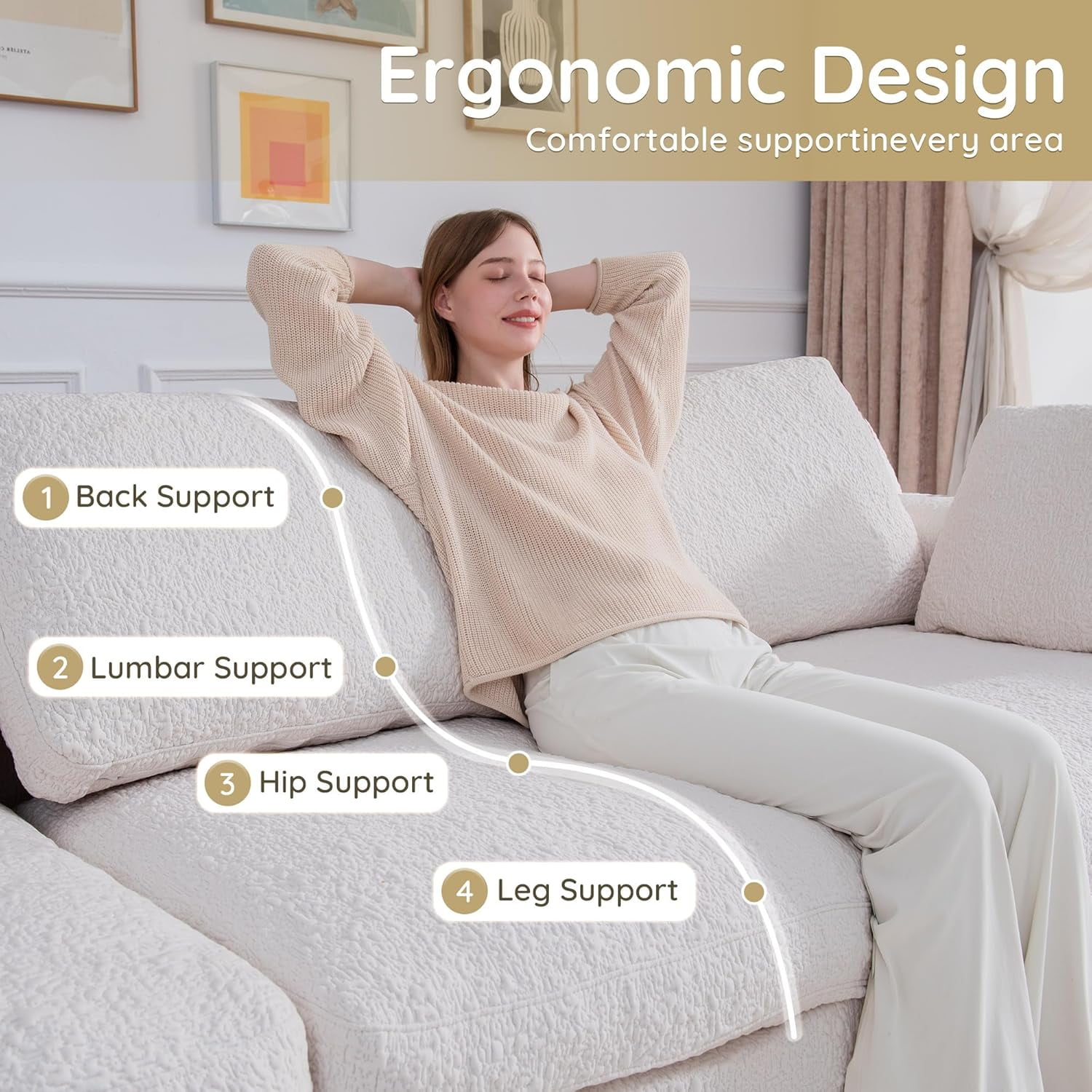 NeoNubo Modular Sectional Cloud Couch, Utra Soft L-Shaped Couch with Ottoman, Deep Seat Boneless Couches for Living Room Bedroom, No Assembly Required, White