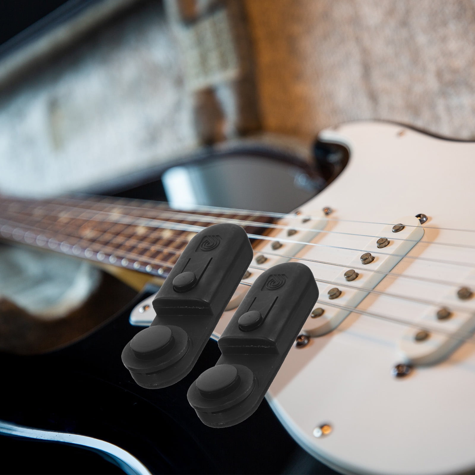 TABLZONE 2-Pack Black Guitar Strap Locks with Stable Non-Skid Buckles for Secure Instrument Strap Attachment