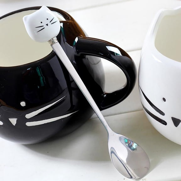 Cute Cat-Shaped Coffee Spoon, Cat Design Stainless Steel Tea Spoon, Coffee & Sugar Spoon, Coffee Stirring Spoon, Kitchen Utensils