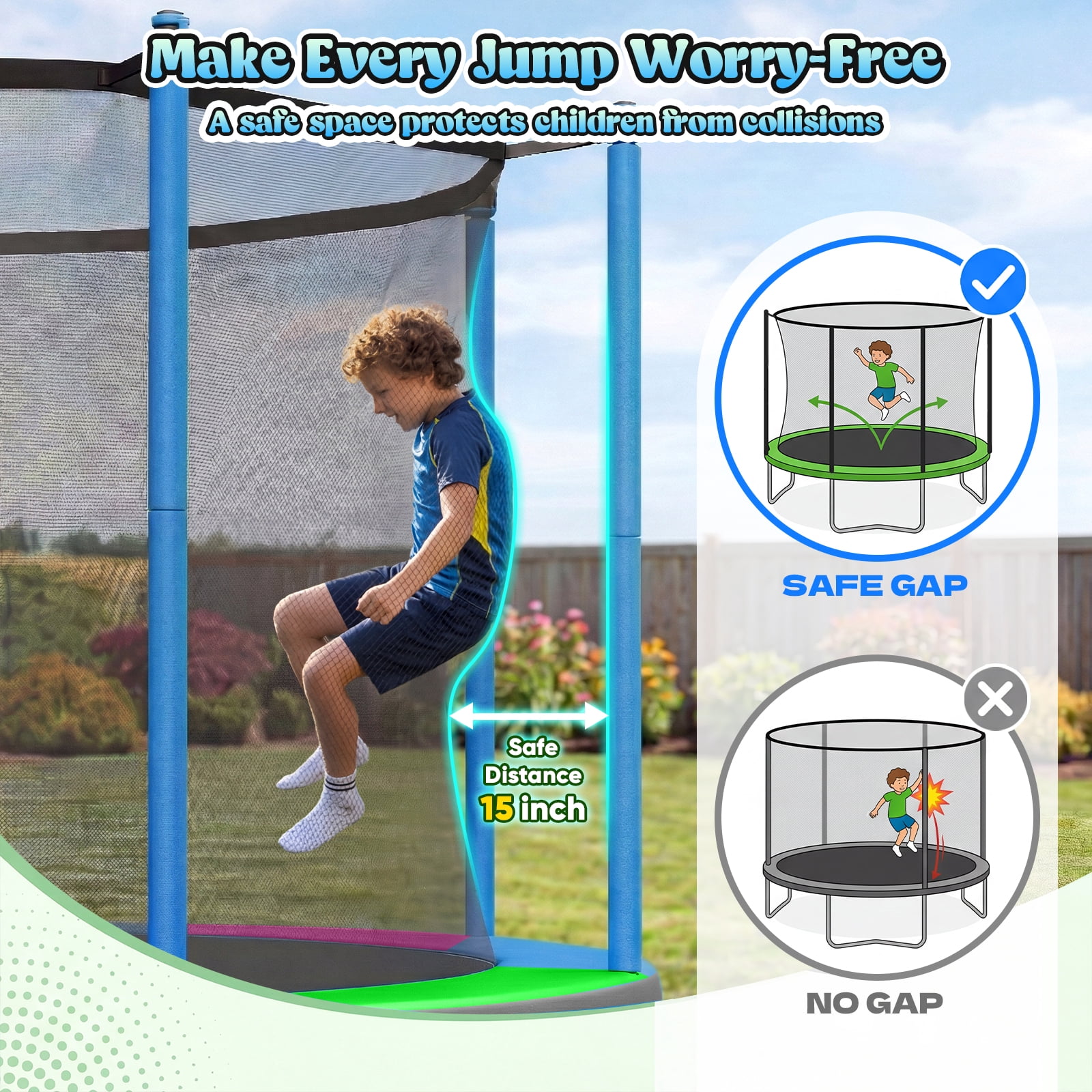Outdoor Trampoline,Fashionsport Outfitters 14FT Trampoline, Recreational Backyard Trampolines Anti-Rust for Kids and Adults with Net and Ladder