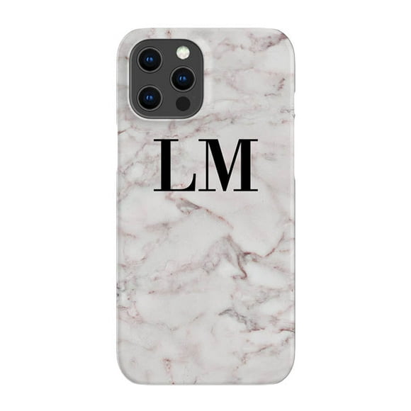 Personalised White Napoli Marble Initials iPhone 14 Pro Case,iPhone 13 Pro