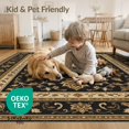 thumbnail image 4 of ODIKA 2'x3' Washable Throw Rug Non-Slip, Low Profile, Flatwoven, Easy Care Black Gold Elegance with Floral Vine Motifs Intricate Border Design, Central Medallion for Hallway, Study Room, 4 of 7
