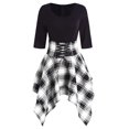 thumbnail image 2 of Kcodviy Robe Asymétrique à Lacets à Boutons devant Robe Imprimée Femme Décontractée Mini Robe d'Été Décontractée Femme Tartan Col Rond à Carreaux Robe Décontractée Robe pour Femme, 2 of 4
