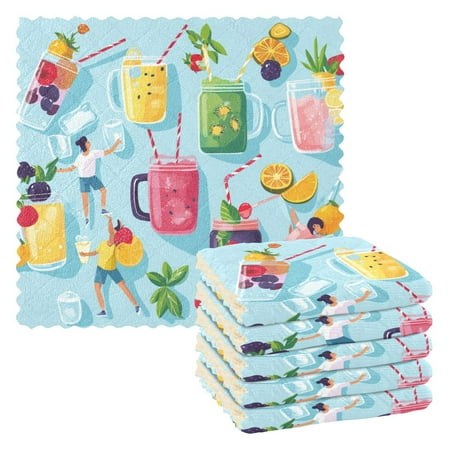 

6 Pack Kitchen Dish Towels 11 Inch x 11 Inch Reusable Cleaning Cloths for Washing Dishes Dish Cloths for Drying Dishes Small People Making Fruit Smoothies