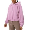 thumbnail image 6 of Wyongtao Hoodie Jackets for Women 1/2 Zip Crop Top Lightweight Stand Collar Sports Loose Yoga Sweatshirts,Pink S, 6 of 7