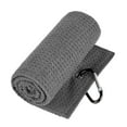 thumbnail image 1 of Golf Towel Delicate Touch Strong Water Absorption Quick Dry Wipe Sweat with Carabiner Fitness Gym Running Fiber Waffle Towel Daily Use, 1 of 10
