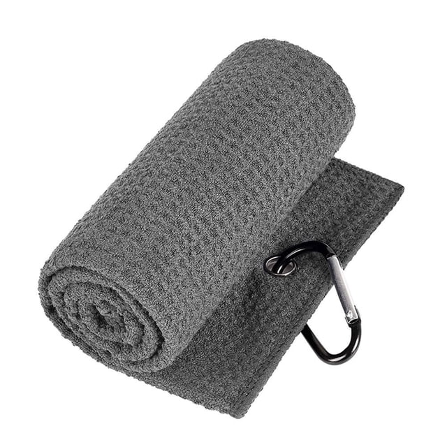 Golf Towel Delicate Touch Strong Water Absorption Quick Dry Wipe Sweat with Carabiner Fitness Gym Running Fiber Waffle Towel Daily Use