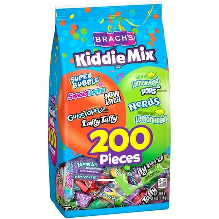 Paintbrush Candy Brach's Kiddie Mix Super Bubble, SweeTARTS, Now & Later, Gobstopper, Laffy Taffy, Lemonhead & Nerds Candy Variety Pack, 200 Count ()