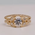 thumbnail image 2 of Bluebelljewels Round Cut Cubic Zirconia 14K Yellow Gold Finish Wedding Bridal Ring Set, 2 of 4