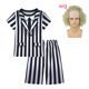 thumbnail image 3 of Halloween Girls Clothes Movie B-BeetleJuice 2 Cosplay Costume Kids Underworld Masters Cosplay Striped Dress Performance Costumes, 3 of 5