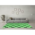 thumbnail image 3 of Ahgly Company Indoor Rectangle Checkered Emerald Green Modern Area Rugs, 2' x 5', 3 of 4