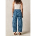 thumbnail image 3 of sicmoss Women's Blue Cotton Printed Mid Rise Baggy Barrel Jeans Wide Leg Y2K Patchwork with Pockets, 3 of 7