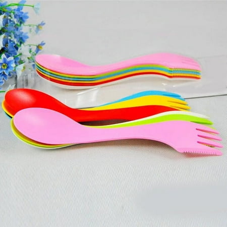 

Kaesi 6 Pcs Spoon Fork Knife Cutlery Camping Hiking Spork Combo Travel Utensils Gadget